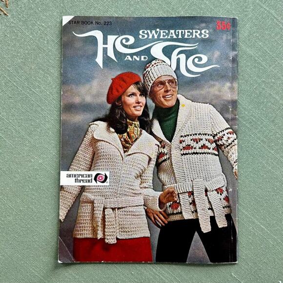 Vintage American Thread He and She Sweaters, Knitting Pattern Book - Picture 9 of 10
